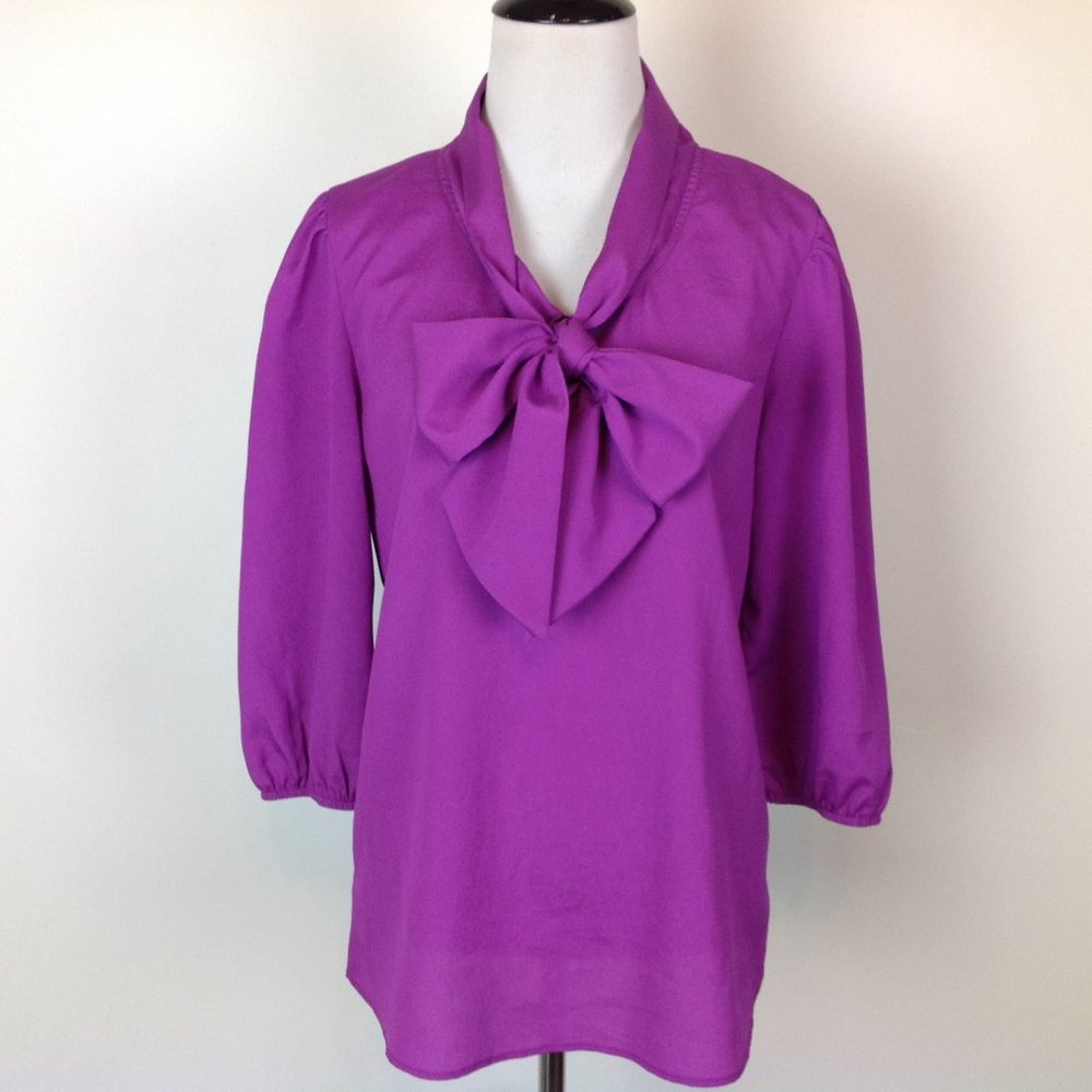 Vintage Edyn Top Tie Neck Dark Pink Womens Medium